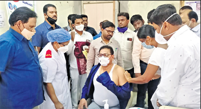 Nagarkurnool Collector takes vaccine shot-Telangana Today