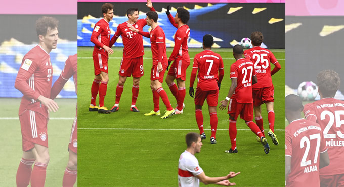 10-man Bayern Munich thrash Stuttgart 4-0