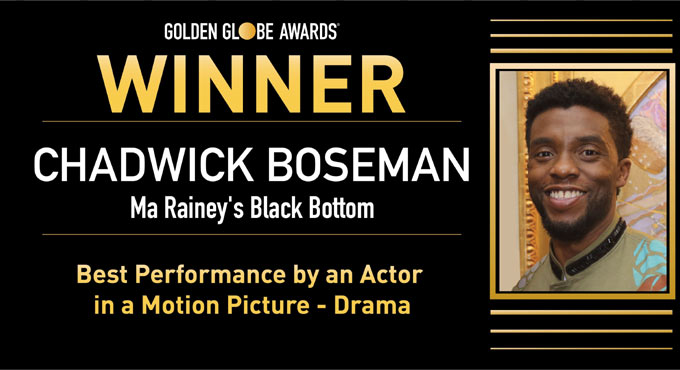 Chadwick Boseman wins Golden Globe for Best Actor in Motion Picture