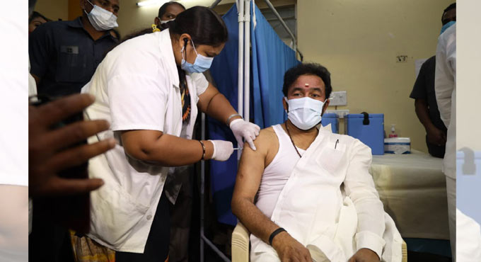Union Minister Kishan Reddy takes Covid-19 vaccine at Gandhi Hospital