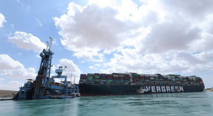 Efforts on to refloat container ship stuck in Suez Canal