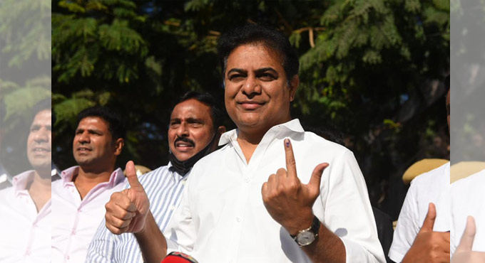 Graduates MLC Elections: KT Rama Rao casts vote in Hyderabad 