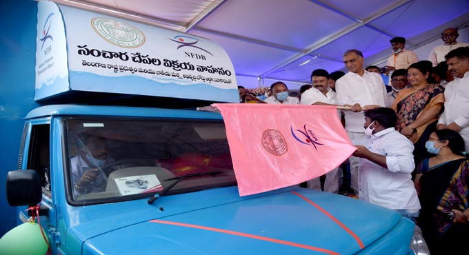 Harish Rao launches mobile fish retail outlets in Hyderabad