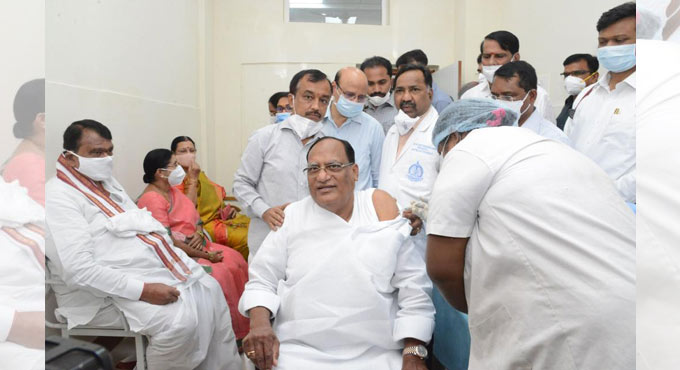 TS Assembly Speaker, Council Chairman get vaccine shots at NIMS Hyderabad
