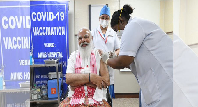 Prime Minister Modi takes first dose of COVID-19 vaccine