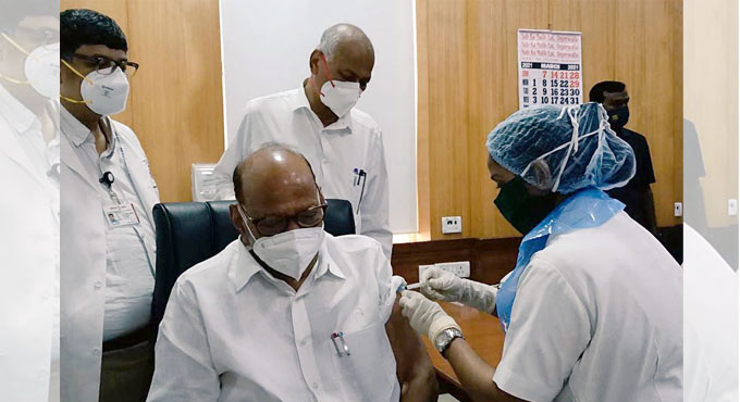 NCP chief Sharad Pawar takes first dose of COVID-19 vaccine