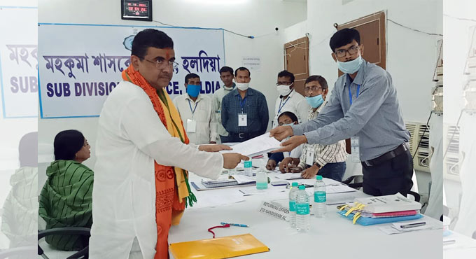 Suvendu Adhikari files nomination from Nandigram against Mamata Banerjee