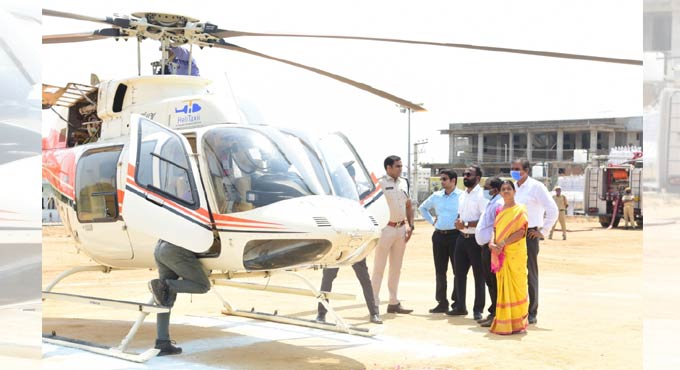 Helicopter service launched in Vemulawada