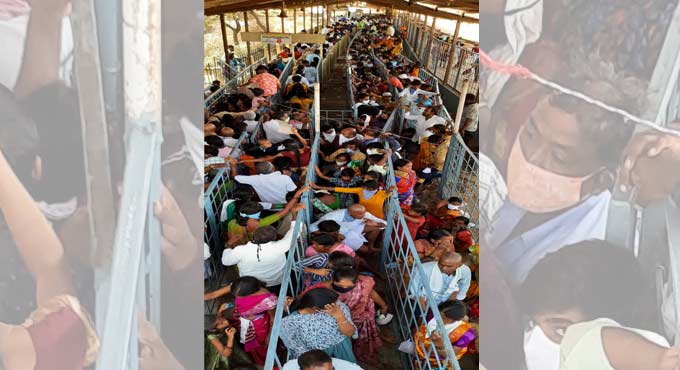 Devotees throw Covid norms to the wind in Vemulawada