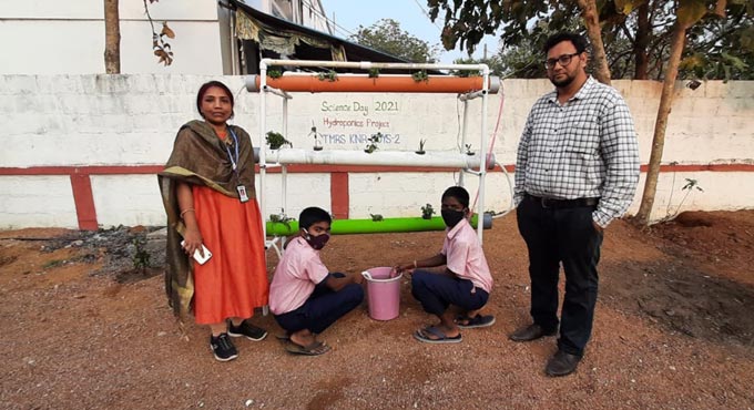Hydroponics plants developed in Karimnagar Minority Residential School
