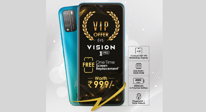itel’s exclusive VIP offer on Vision 1 PRO with free 1 time screen replacement