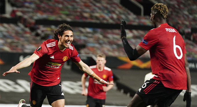 Fernandes, Cavani scores braces as United thrash Roma 6-2