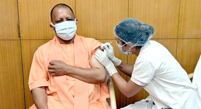 UP CM Yogi Adityanath receives first dose of COVID-19 vaccine