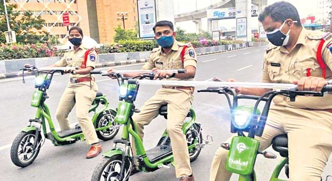 Police use electric scooters to patrol Hyderabad’s IT hub