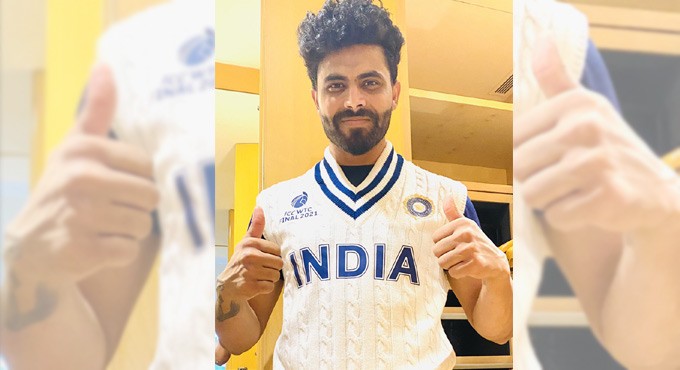 Jadeja displays India’s retro jumper for WTC final