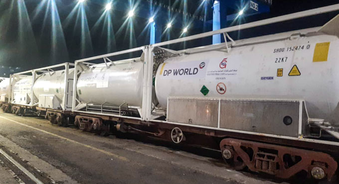 Seven tankers with Liquid Medical Oxygen each arrive in India from UAE