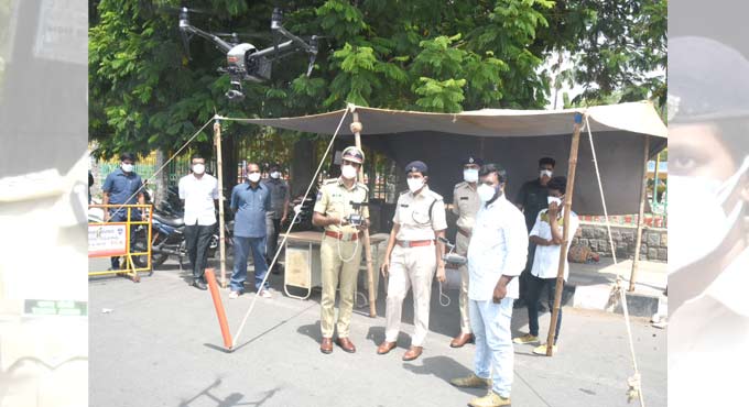 Police use drones to check lockdown violations in Warangal