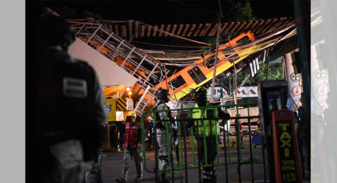Mexico City metro overpass collapses onto road; 20 dead
