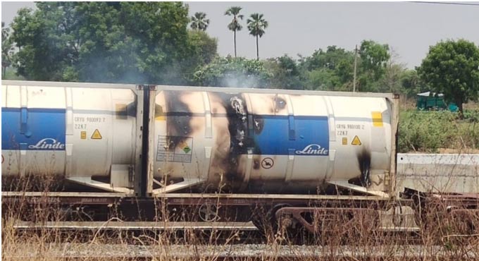 Telangana: Oxygen tanker catches fire near Peddapalli