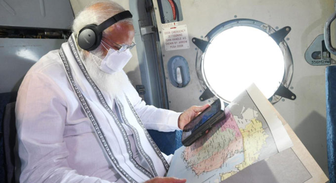 PM Modi undertakes aerial survey of cyclone-affected areas