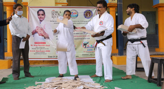 Santoshini enters record books by smashing 84 tiles in 84 seconds