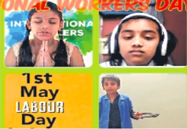 Students of Pallavi Aware International School discuss labour movement