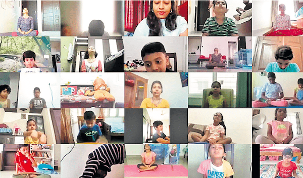 Students of Kairos International School showcase music and yoga skills