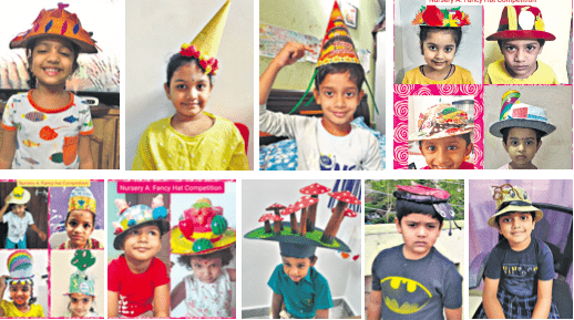Delhi Public School: Kids make hats using recycled material