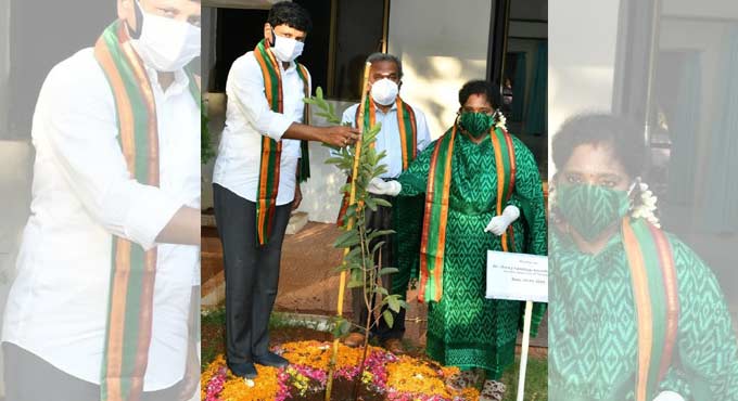 World Environment Day: Governor Tamilisai, MP Santosh Kumar plant sapling at Raj Bhavan