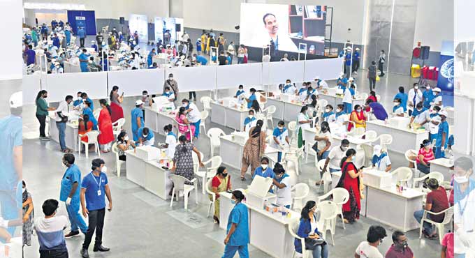 Hyderabad: Over 40,000 inoculated in mega vaccine drive at Hitex Grounds