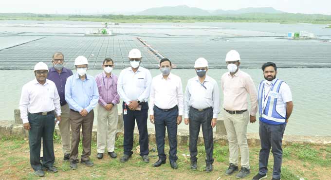 NTPC regional head reviews progress of floating solar project in Peddapalli