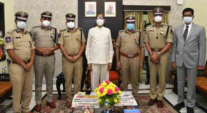 Telangana top cops call on CJI N V Ramana