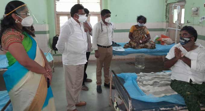 ZP Chairman Lingala Kamalraj interacts with Covid patients in Khammam