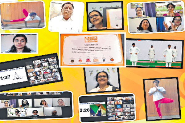 Delhi Public School: 2000 students perform Vakrasana, gets awarded