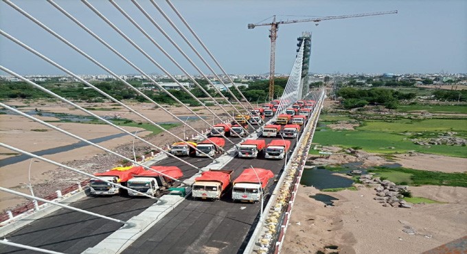 Karimnagar cable bridge undergoing load tests