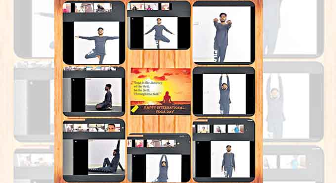 Pallavi Aware students emulate yoga instructors