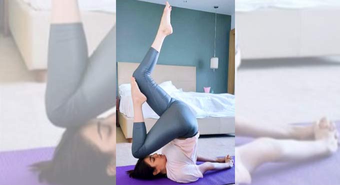 Actress Kajal Aggarwal welcomes the day with Yoga
