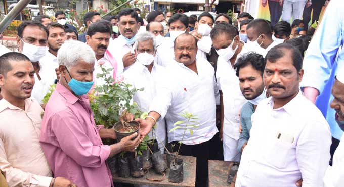 People ditch bouquets, plant saplings across Karimnagar