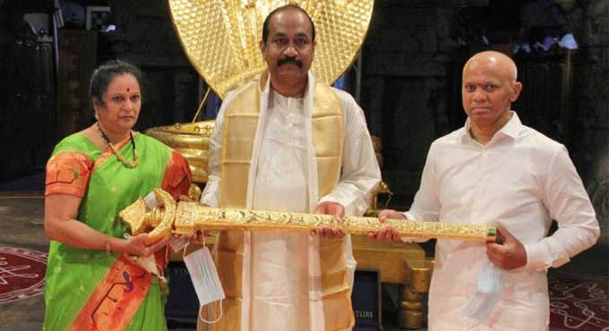 Hyderabad businessman donates gold sword worth Rs 1 cr to Tirumala