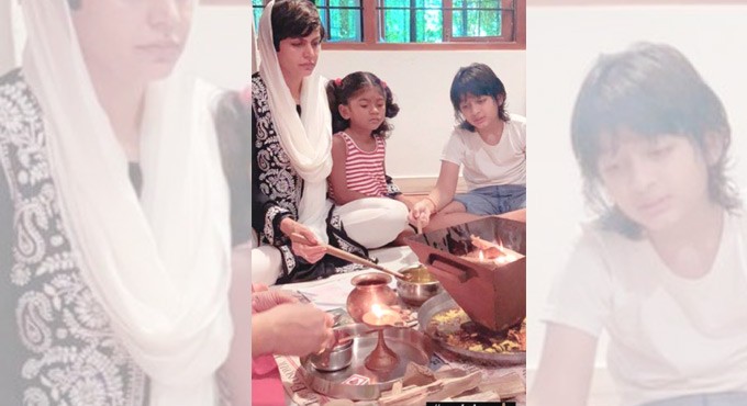 Mandira Bedi performs pooja in memory of her late husband Raj Kaushal