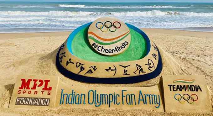 Artist Patnaik unveils sand art to #Cheer4India for Olympics