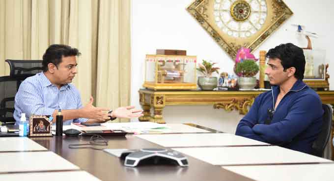 Sonu Sood meets Minister KTR in Hyderabad