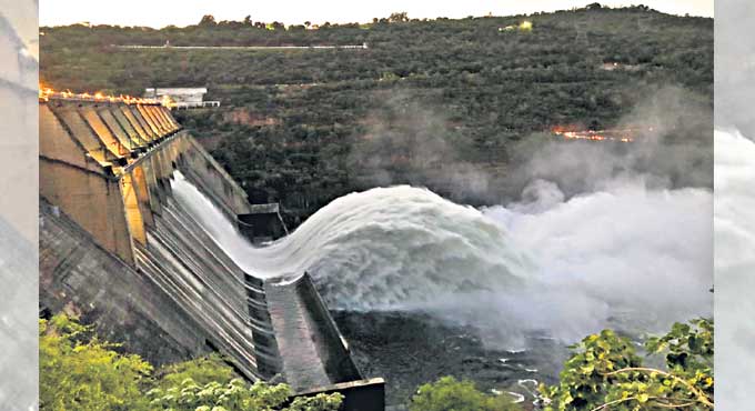 Two crest gates lifted as Srisailam nears capacity