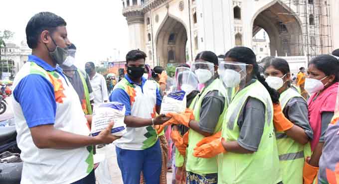Sanitation workers in Hyderabad get Bonalu gifts
