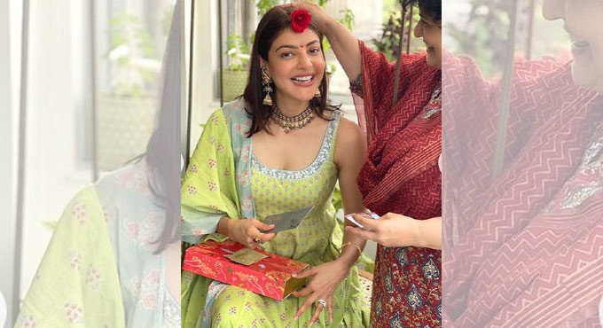 Actress Kajal Aggarwal celebrates first Hariyali Teej