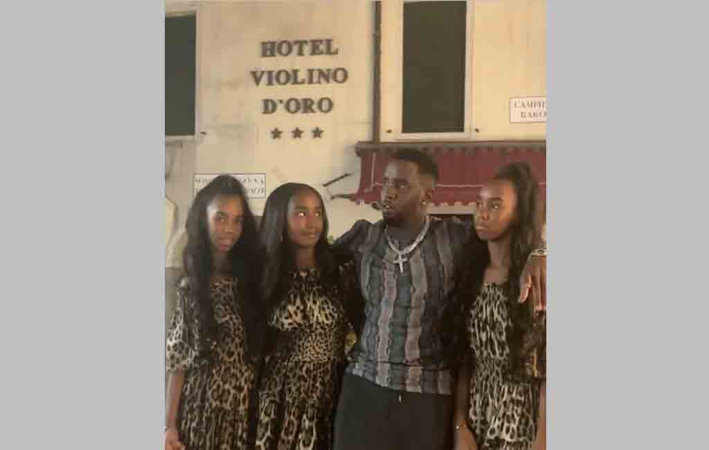 Diddy’s daughters twinning in leopard print dresses in Venice