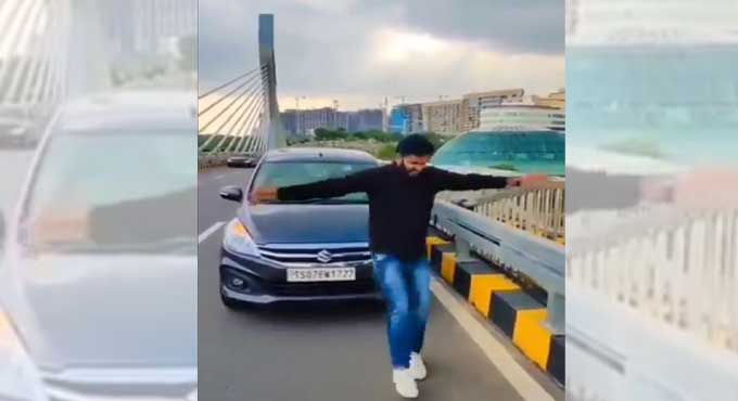 Youngsters dance, perform stunts on Hyderabad’s Durgam Cheruvu Bridge