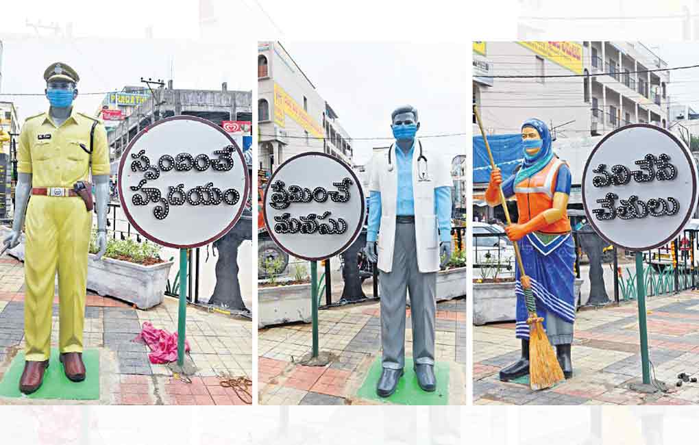 GHMC erects statues of frontline warriors in Kukatpally