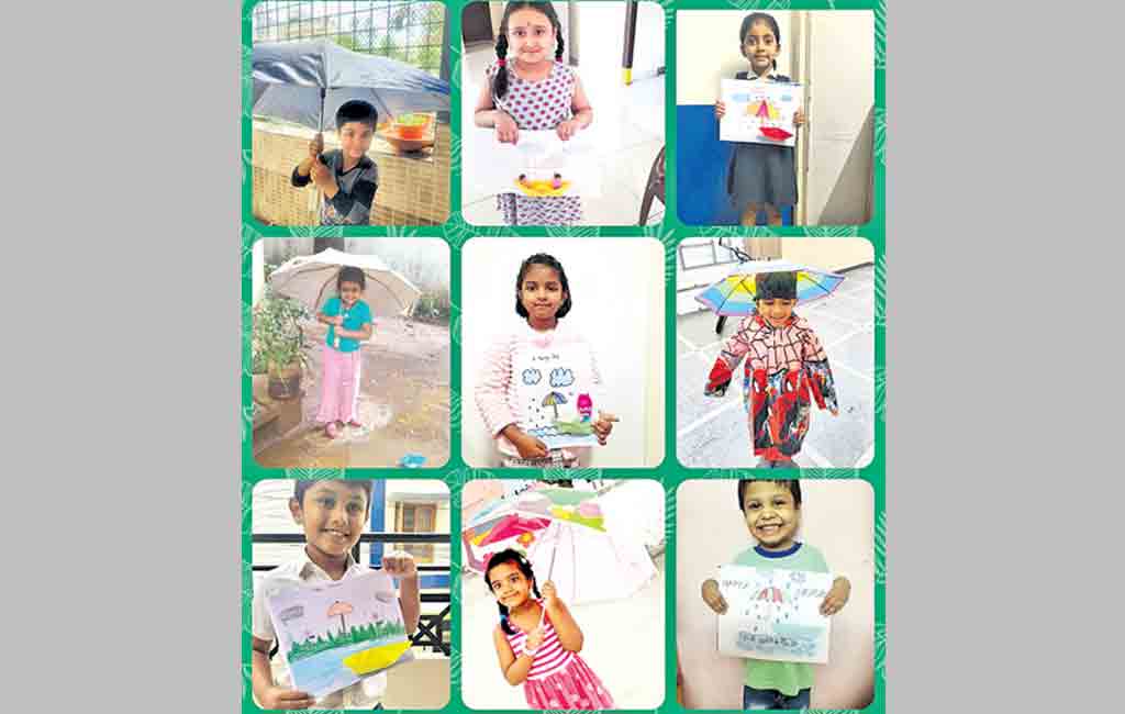 Students of Gitanjali Devashray welcome monsoon with zeal