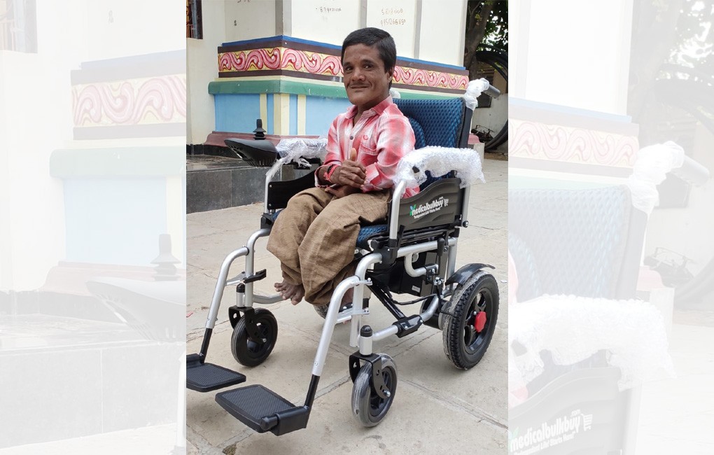 Sangareddy: Software professionals gift battery-operated wheel chair to differently abled